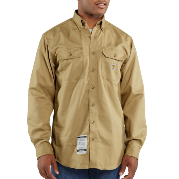 FR-FRS160 Flame-Resistant Twill Shirt with Pocket Flaps (in Khaki ...