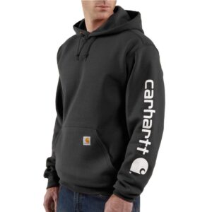 SWEATSHIRT-K288 Midweight Signature Sleeve Logo Hooded Sweatshirt (in Black)