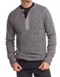 1315GL-551 Men's Heritage Fleece Lined HW Wool Henley - Grey Mixed