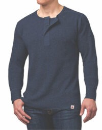 1368-112 Men's L/S Waffle Henley - Oxford Indigo