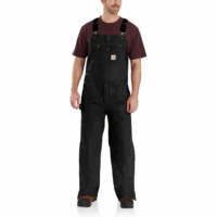 BIBS-104031 Quilt-Lined Washed Duck Bib Overalls (in Black)
