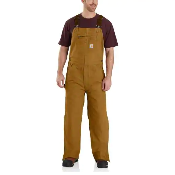 BIBS-104031 Quilt-Lined Washed Duck Bib Overalls (in Carhartt Brown)