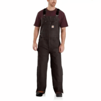 BIBS-104031 Quilt-Lined Washed Duck Bib Overalls (in Dark Brown)