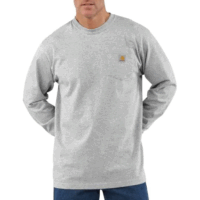 TSHIRT-K126 Men's Loose Fit Heavyweight  LS Pocket T-Shirt in Heather Gray