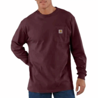 TSHIRT-K126 Men's Loose Fit Heavyweight  LS Pocket T-Shirt in Port color