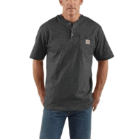TSHIRT-K84 Workwear Pocket Short-Sleeve Henley (in Carbon Heather)