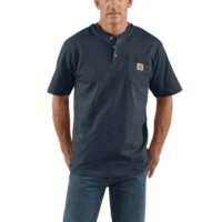 TSHIRT-K84 Workwear Pocket Short-Sleeve Henley (in Dark Cobalt Blue Heather)