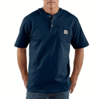 TSHIRT-K84 Workwear Pocket Short-Sleeve Henley (in Navy)