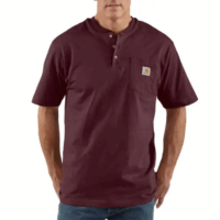 TSHIRT-K84 Workwear Pocket Short-Sleeve Henley (in Port color)